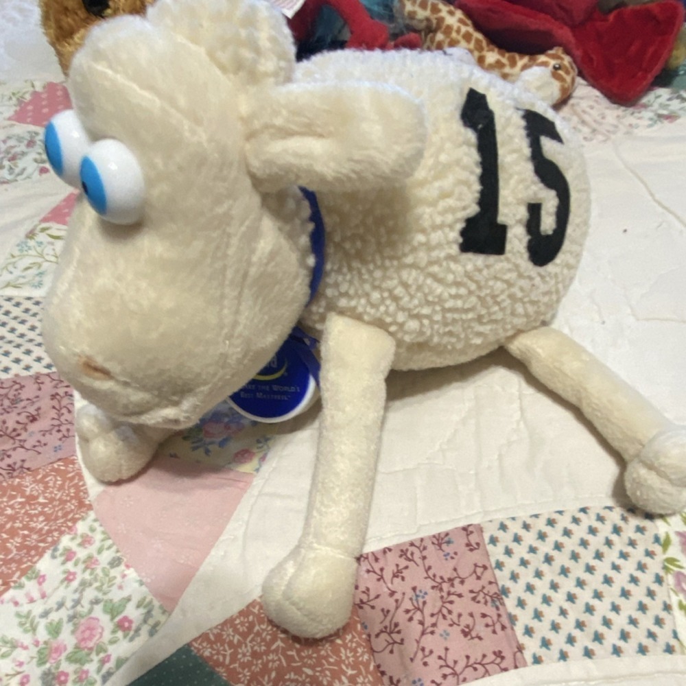 Serta Sheep #15 Plush Advertising Doll Ivory Blue Black Collectible 2005